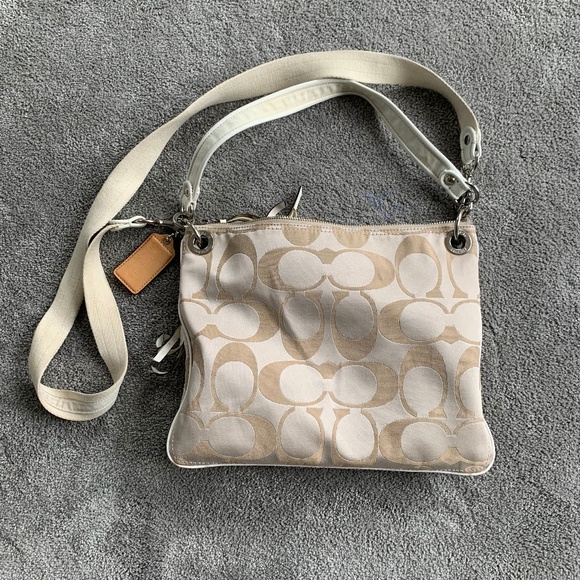 COACH POPPY PURSE BEIGE/CHAMPAGNE NEUTRAL HANDBAG - Picture 1 of 7